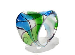 Кольцо из стекла мурано модель 10 цв.зелёно-голубой Радуга камня