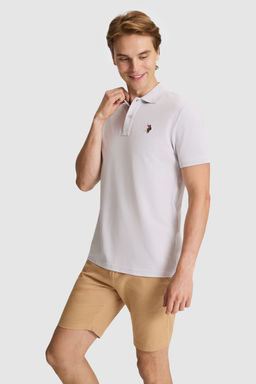 Erkek A__k Gri Regular Fit Polo Yaka Basic Ti__rt