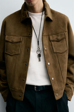 FAUX SUEDE REGULAR FIT JACKET - Zara фото 6
