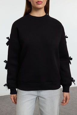 TRENDYOLMILLA Antrasit Fiyonk Detayl? Oversize/Genis Kal?p Kal?n Ici Polarl? Orme Sweatshirt TWOAW25SW00249  фото 3