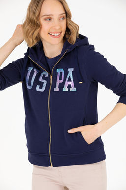 Толстовка женская U.S. Polo Assn Basic темно-синяя хлопок  фото 18