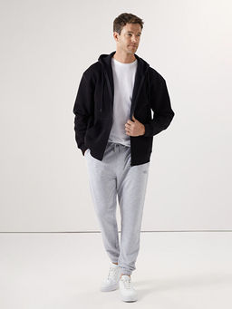 Kap??onlu Uzun Kollu Erkek Fermuarl? Sweatshirt