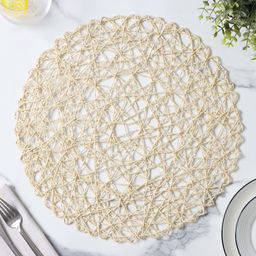 Цена за 12 шт. Салфетка сервировочная на стол Доляна «Одуванчик», d=38 см, бежевая