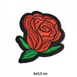 Термоаппликации вышитые арт.TBY.2193 Красная роза 6х5,5см, уп.10шт