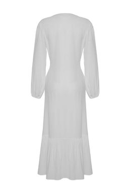 Ekru Maxi Dokuma Serit Aksesuarl? Baglama Detayl? Plaj Kimono&Kaftan TBESS25KM00011 - Trendyolmilla фото 9