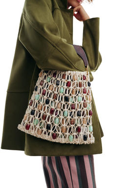 BOLSO SACA ABALORIOS / Beige claro