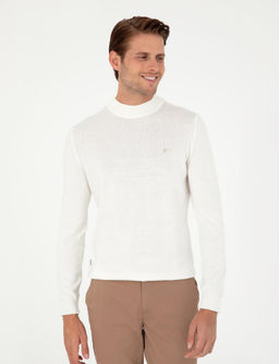 Ekru Slim Fit Yar_m Bal_k__ Yaka Basic Triko Kazak - Pierre cardin фото 3