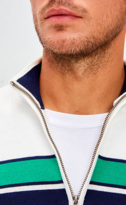 Джемпер мужской с воротом на молнии F221-15-1747 сине-зелёный