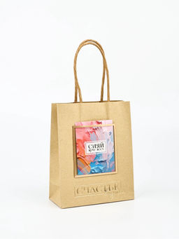 Цена за 3 шт. Пакет крафтовый с открыткой Желаю счастья, S 12 х 5.5 х 15 см