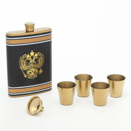 Подарочный набор 6 в 1 Герб: фляжка 270 мл, 4 стопки по 40 мл, воронка - Simaland фото 2