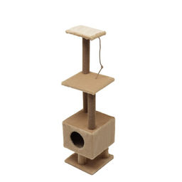 Комплекс для кошек с когтеточкой, с домиком и 2 полками, 37 х 37 х 120 см, бежевый - Simaland фото 4