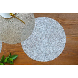 Набор салфеток сервировочных на стол Доляна Соломка, d=38 см, 4 шт, цвет светло-серый  фото 5