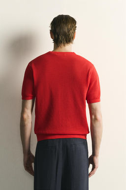 CAMISETA PUNTO ESTRUCTURA CALADOS / Rojo - Zara фото 3