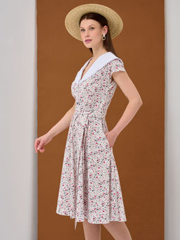 Платье с большим воротником белое OD-720-5 - Tantino фото 11