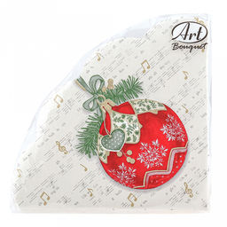 Салфетки бумажные "Art Bouquet Rondo" д32см, 3-х слойные, 12 штук в упаковке, 100% целлюлоза, "Музыкальный шар" (Россия)