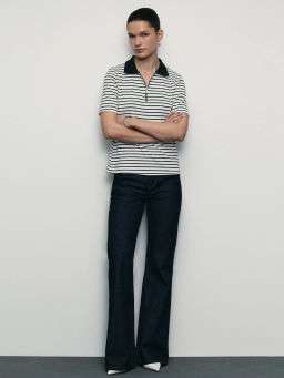 Джемпер-поло на молнии в полоску / Zarina  фото 3