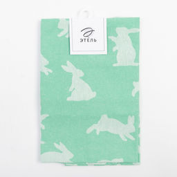 Набор полотенец Этель Hares & leaves 40×60 см - 2 шт., цвет зеленый, 100% хлопок