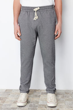 TRENDYOL MAN Siyah Regular Fit Lastikli Beli Baglamal? Kumas Duble Paca Pantolon TMNSS22PL0029