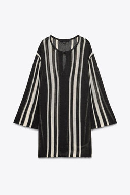 STRIPED KNIT TUNIC WITH LINEN