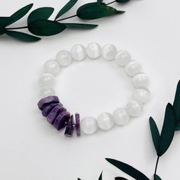 Браслет из Селенита и Чароита 18,5 см