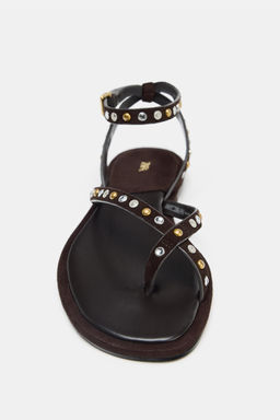 BEADED LEATHER SANDALS - Zara фото 13
