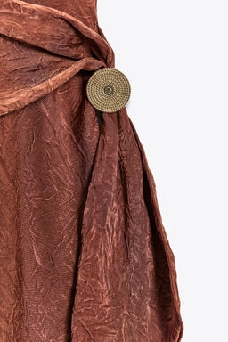 CRINKLED EFFECT SATIN MIDI SKIRT - Zara фото 9