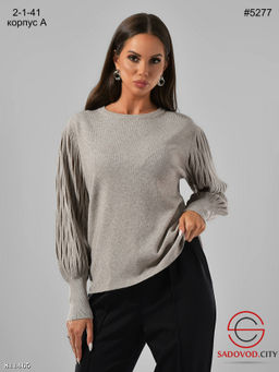 Тёплая кофта женская с ажурными рукавами - Bruno фото 3