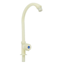 Кран на одну воду ZEIN Z2018, круглая ручка, пластик, высокий R-образный излив, цвет «рис»