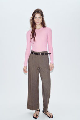 HERRINGBONE TROUSERS WITH BELT - Zara фото 9