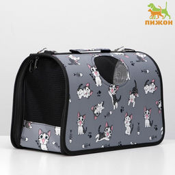 Сумка-переноска каркасная Играющие котики, размер M, 40 х 21 х 27 см, серая