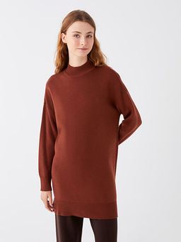 Yar?m Bal?k?? Yaka Oversize Kad?n Triko Tunik