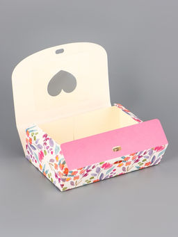 Цена за 5 шт. Подарочная коробка сборная с окном Розовые цветы, 16.5?11, 5?5 см