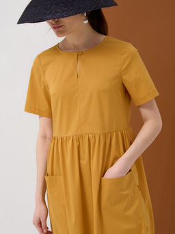 Платье хлопок OD-795-3 с планкой горчица OD-795-3 - Tantino фото 7