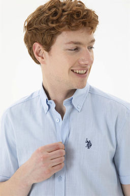 Мужская голубая рубашка с коротким рукавом - U.s. polo assn фото 2