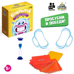 Настольная игра на скорость Бубнилка, 40 карточек, 5 загубников, песочные часы