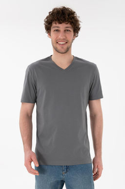 Erkek Regular Fit V Yaka Antrasit Basic Ti__rt Sepette S_rpriz _ndirim - U.s. polo assn фото 2