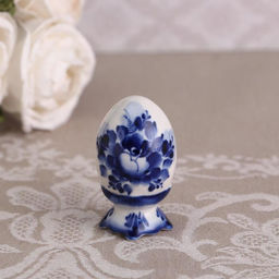 Цена за 2 шт. Фигурка фарфор гжель Яйцо, 6.5 см