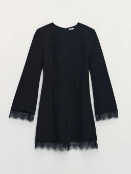 Приталенное платье мини с кружевом / Zarina  фото 7