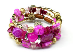 Браслет на пружинке Лето с агатом тонированным цв.зеленый Радуга камня  фото 3