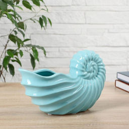 Керамическая ваза декоративная настольная «Ракушка» наутилус, для цветов, сухоцветов, 9.5×25×15 см, МИКС