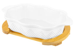 Блюдо д/зап и серв 32*20*14 см 1,5 л Ромбики ажур. + стекл крышка, на дер подставке - Elan gallery фото 24