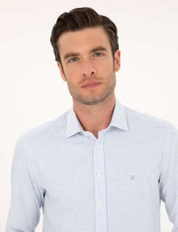 Голубая зауженная рубашка с длинным рукавом - Cacharel фото 2