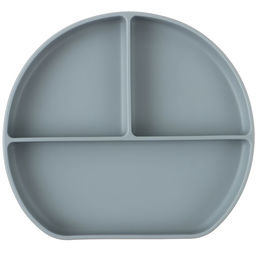 Тарелка детская 3 секции на присоске, M&B, 20.5×19×3, силикон, серый