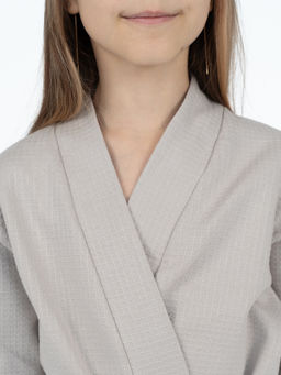 Халат детский вафельный светло-серый 913 (134, 68)