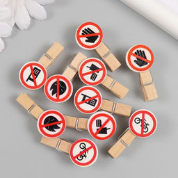 Цена за 2 шт. Декор для творчества дерево «Запрещающие знаки», набор 10 шт., 1.9×4.2 см