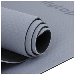 Коврик для фитнеса и йоги ONLYTOP, нескользящий, 183×61×0.6 см, цвет серый/чёрный