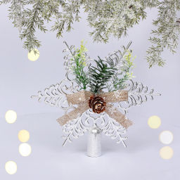 Цена за 2 шт. Звезда на ёлку 19*19 см "Хвойная", Серебро