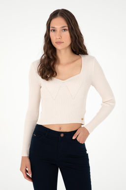 Женский кремовый свитер Неожиданная скидка в корзине - U.s. polo assn фото 3