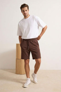 Kahverengi Basic Oversize/Geni_ Kesim Lastik Belli Ba_c_kl_ _ort TMNSS22SR0257