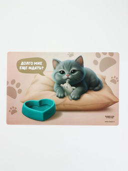 Коврик под миску  "Котик недовольный", 43х28см